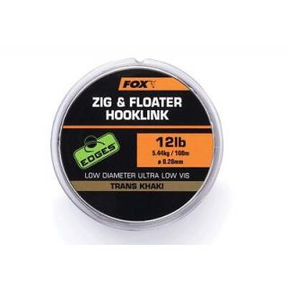 Fox Zig And Floater Hooklink Trans Khaki 100M 0.28 mm  12 lbs