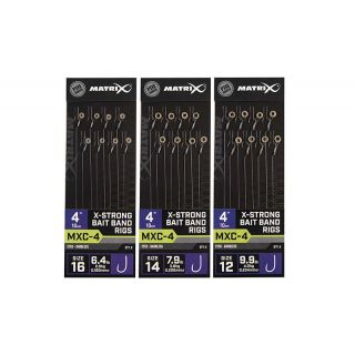 Fox Matrix MXC-4 Barbless X-Strong Bait Band Rigs 10cm 8st. Size 16 - 0,18 mm