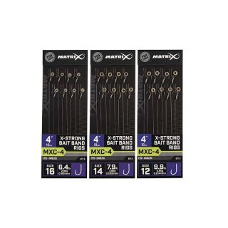 Fox Matrix MXC-4 Barbless X-Strong Bait Band Rigs 10cm 8st. Size 14 - 0,20 mm