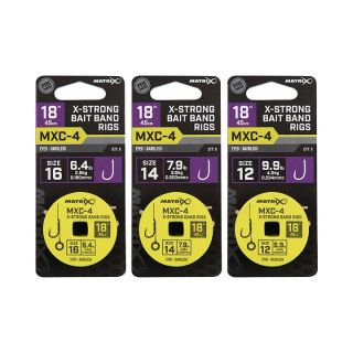 Fox Matrix MXC-4 Barbless X-Strong Bait Band Rigs 45cm 8st. Size 12 - 0,23 mm