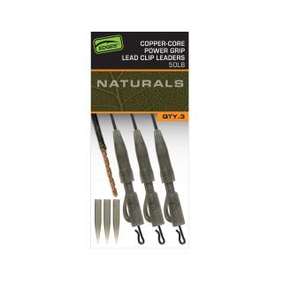 Fox Edges Naturals Copper-Core Power Grip Lead Clip Leaders 3st.