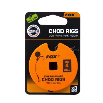 Fox Edge Armapoint Stiff Rig Beaked Chod Rigs 3St. 30LB Size 4