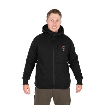 Fox Collection Sherpa Jacket Black & Orange Small
