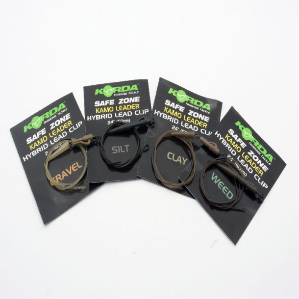 Korda Kamo Leaders 40lb, Hybrid Lead Clip 1m Weedy Green main product photo
