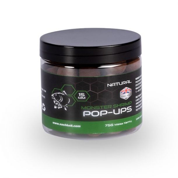 Nash Monster Shrimp Pop Ups Natural 15mm 75gr main product photo