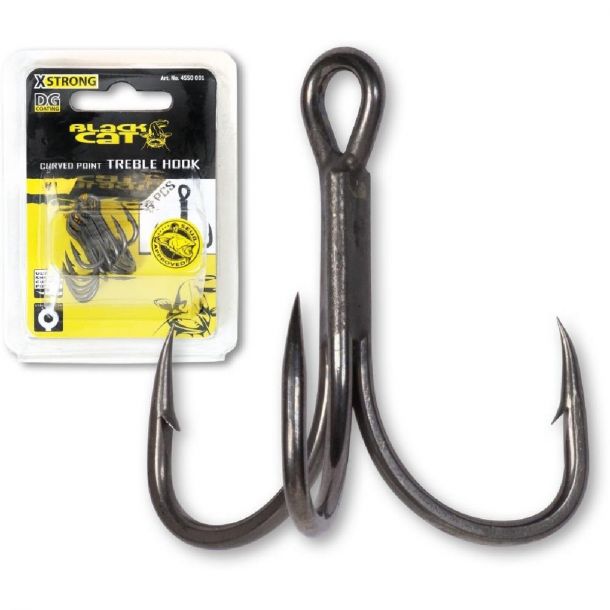 Black Cat Curved Point Treble Hook DG Coating 5st. Size 2/0 main product photo
