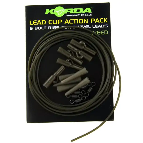 Korda Lead Clip Action Pack – 5 Montages Weed – Pêche Carpe